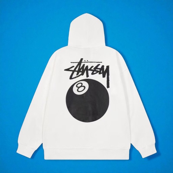 Stussy White Hoodie with Black Graphic - Picture 1 of 9